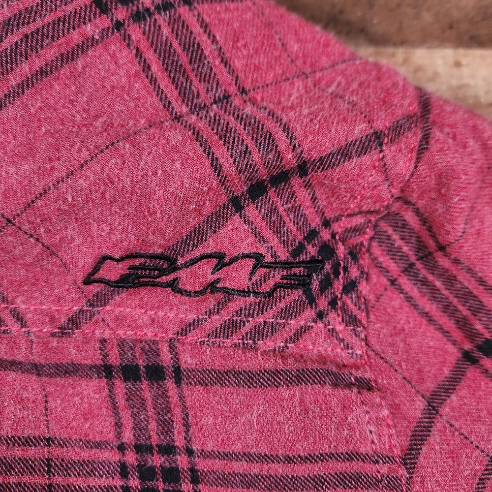 Vintage FMF Racing Jacket Mens XL Red Flannel Plaid Y2K Moto Hooded Coat Quilted - Picture 8 of 16